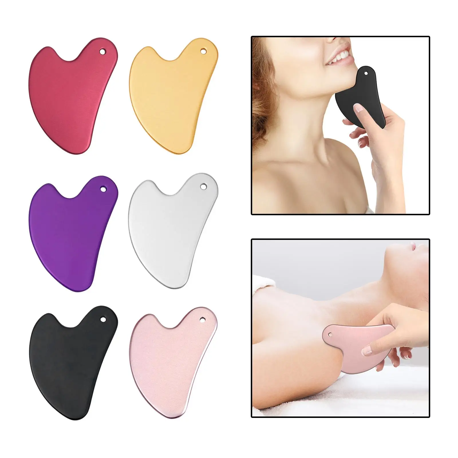 Herramienta de masaje Facial Gua Sha de Metal, multifunción, superficie lisa, SPA compacto