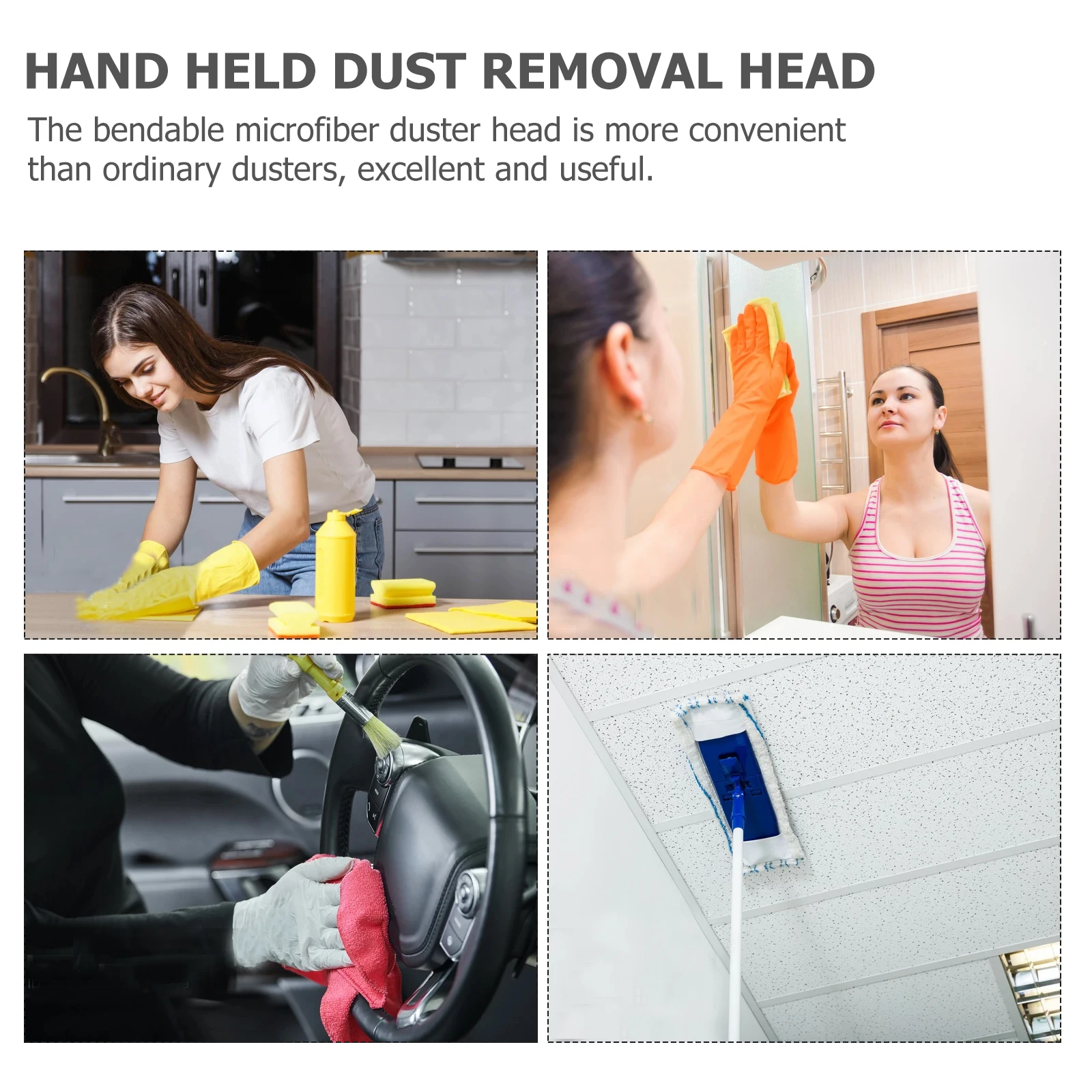 

1 Set Microfiber Ceiling Duster Dual-Head Cleaning Brush Telescopic Handle Home Household Dusting Tool Set Chenille Cleaner Safe
