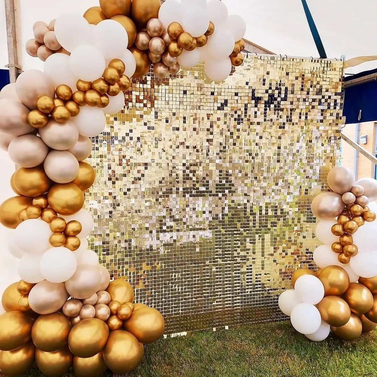 

18Pcs Light Gold Shimmer Wall Backdrop Panels Glitter Christmas Sequin Backdrop for Halloween Wedding Baby Shower Birthday Decor