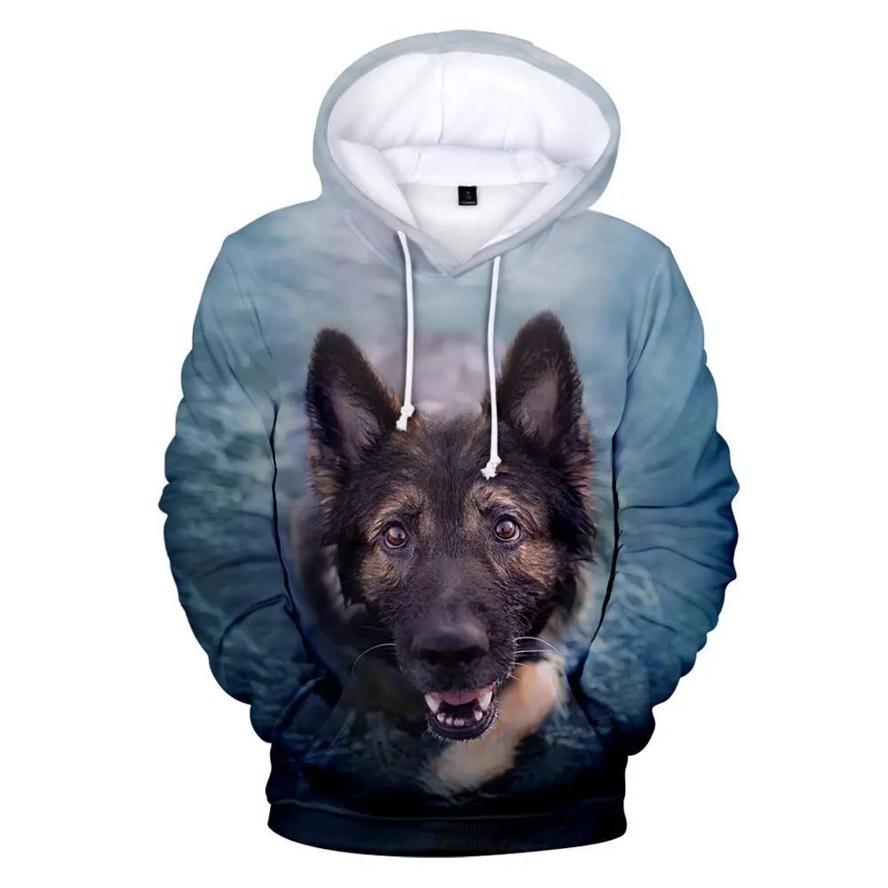 German Shepherd Hoodie Animal 3D Print Men Women New Streetwear Hoodies Oversized Pullover Hooded Sweatshirts Kids Tops Clothing