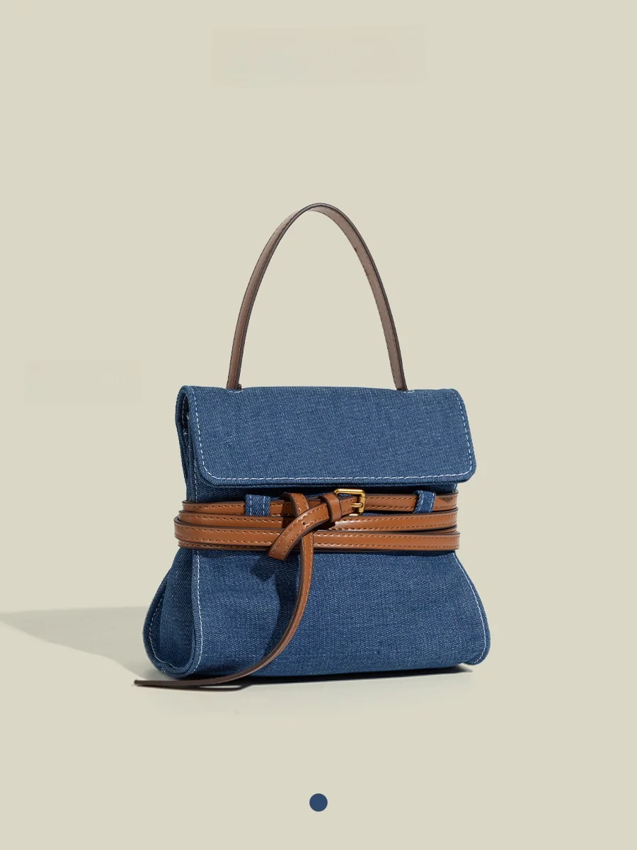 

Casual Chic Denim Strap Handbag Women's Commuter Crossbody Bag Lightweight Soft PU oulder Bag Zipper Closure Everyday Use