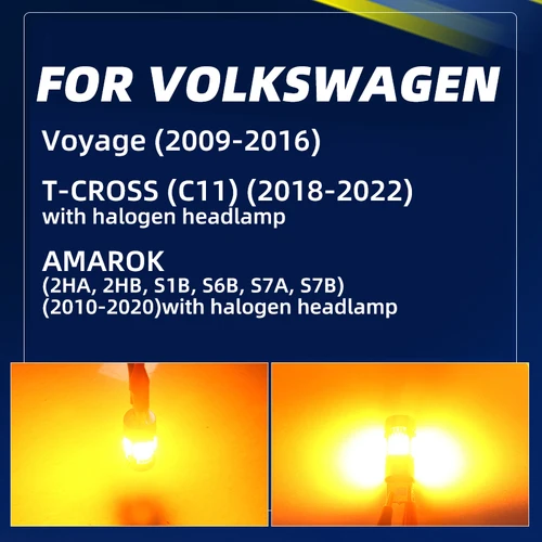 Imagen 2 del producto 2 uds coche LED señal de giro indicador de dirección lámpara luces bombillas ámbar delantero/trasero para Volkswagen VW Voyage t-cross C11 Amarok