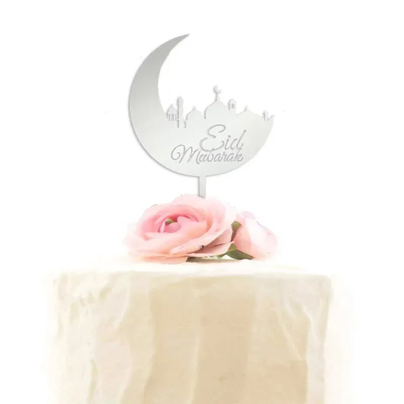 Gold Silver Acrylic Moon Ramadan Cake Topper Eid Mubarak  Decoration Muslim Baking Decor Party Supplies