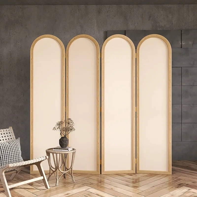 Rattan Screen Partition Folding Solid Wood Mobile Room Divider for Living Room Office Bedroom - Privacy Shelter to Create Two Sp