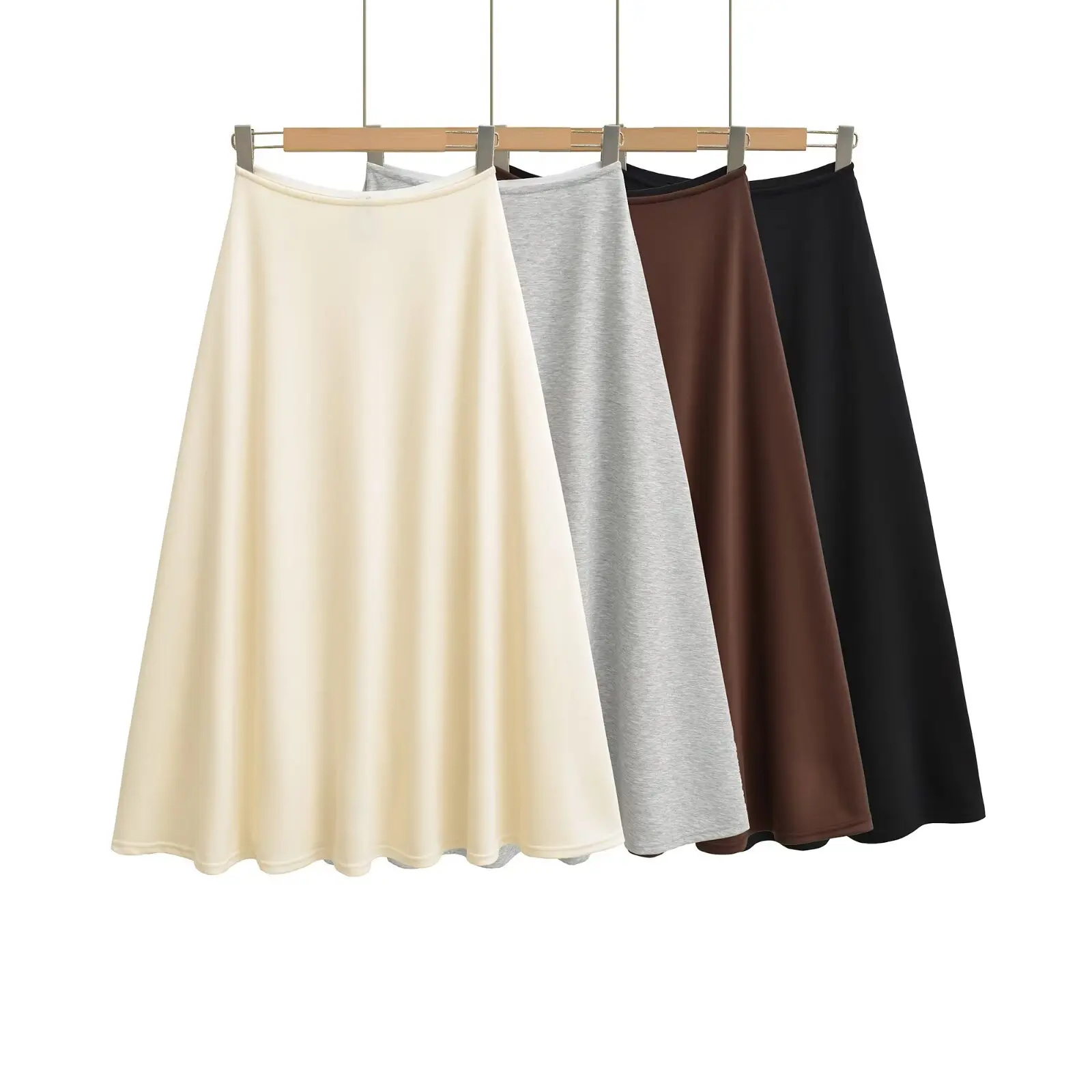 Saia feminina elegante de cintura alta longa evasê 4 cores saias estilo outono