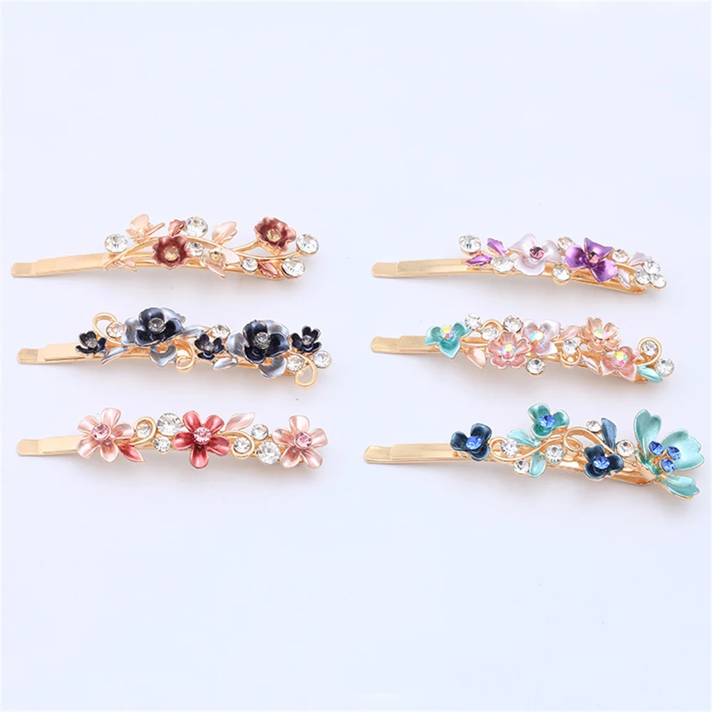 Fashion Women Butterfly Flower Alloy Barrettes Hairpin Hair Accessories Rhinestones Crystal Metal Bobby Pin Hair Clip Headwear