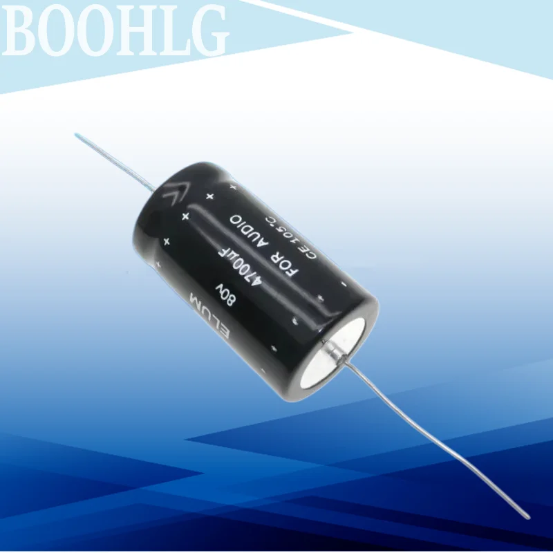 2PCS ELUM filter capacitor horizontal axial polarized electrolytic capacitor 80v 4700uf 25X43mm