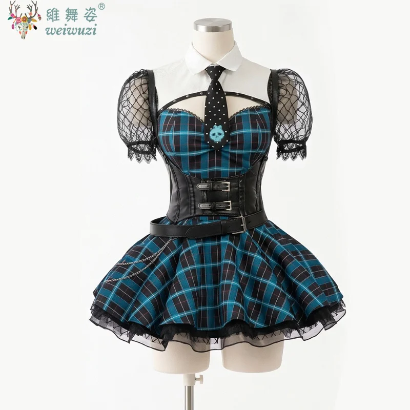 

Halloween Monster Cos High Frankie Stein Cosplay Costume Women's Sexy Gothic Dress Up Party Fantasy Uniform Campus Style Dress