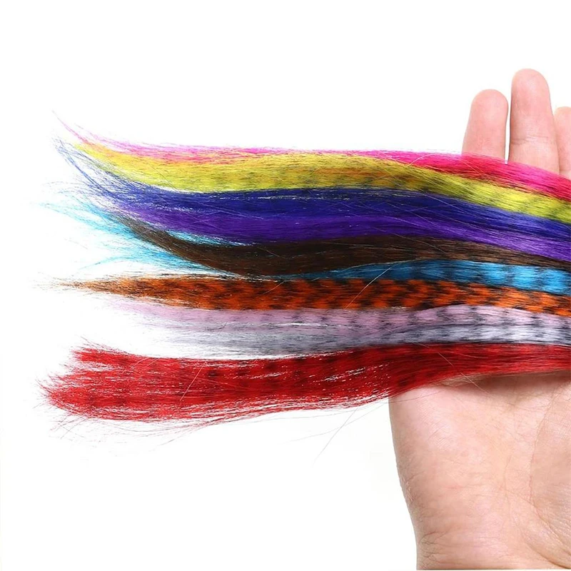 10 Optional Colors Zebra Grizzly Fly Tying Minnow Fibers Black Barred Synthetic Hair Fibers Pike Streamers Fly Tying Fmaterials