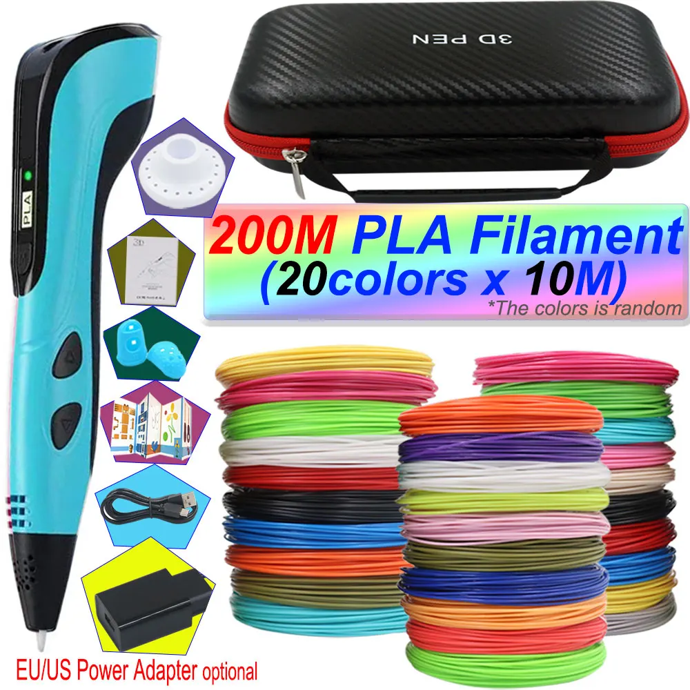 2024 New Children’s 3D Pen Set with LED Screen 30 Colors PLA and Power Adapter and Storage Box Christmas Birthday Gift for Kids