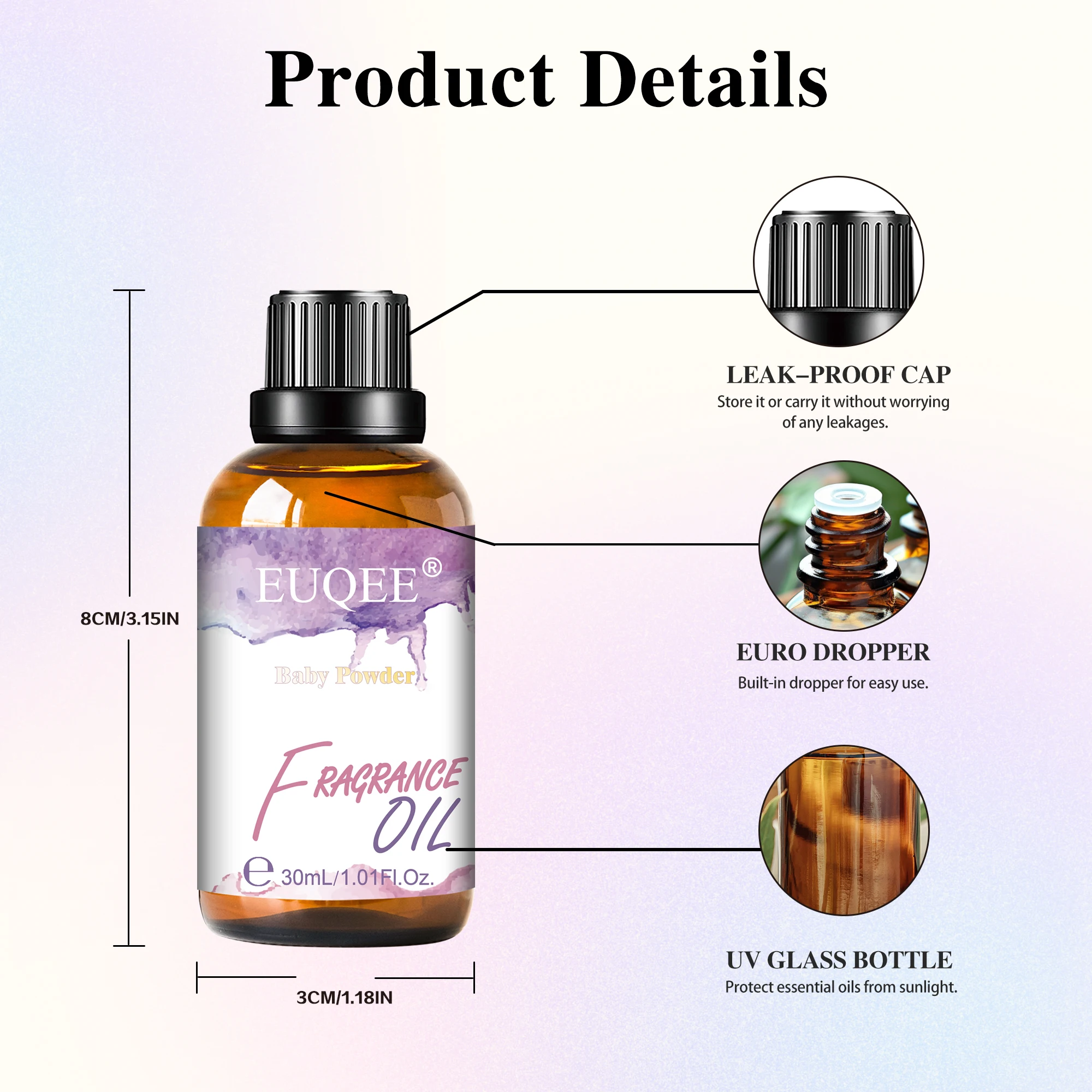 EUQEE 30 مللي زيت عطري المسك الأبيض للعلاج بالروائح-جوز الهند والفانيليا فريزيا مسحوق أطفال زيت عطري ماغنوليا الياباني #5