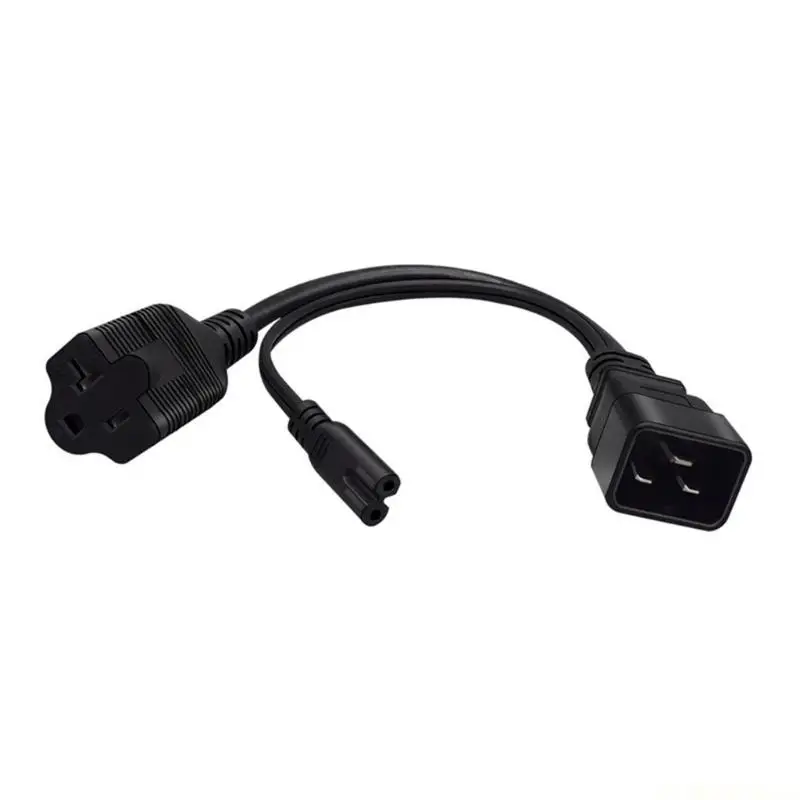 E56B 1 to 2 Power Adapter Cable Line, IEC320 C20 to Nema 5-20R+IEC320 C7 Connectors Cord Wire 32cm Length