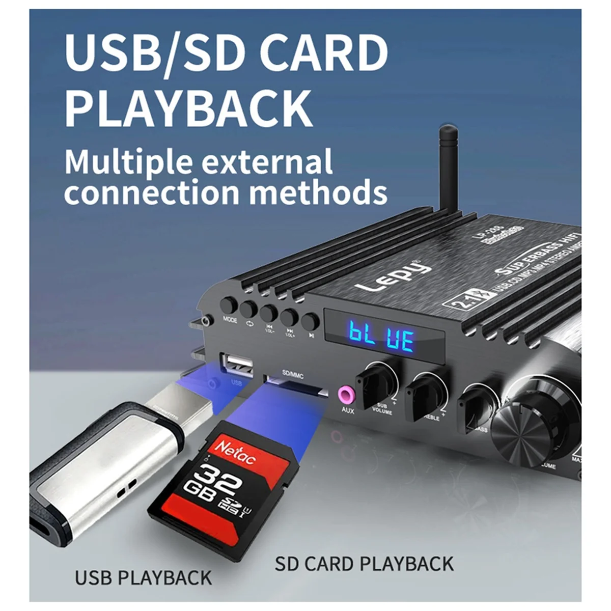 

M86K Bluetooth 2.1 Channel U Disk SD Card Lossless Music Playback Subwoofer Amplifier 3D High Power Amplifier US-Plug