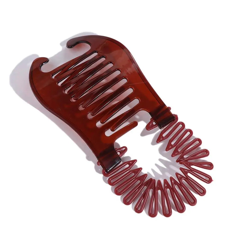 

Women Comb Hair Riser Claw Flexible Headwear Ponytail Rubber Bands Banana Barrettes Clip Black Brown Fashion Elastics Hair Comb