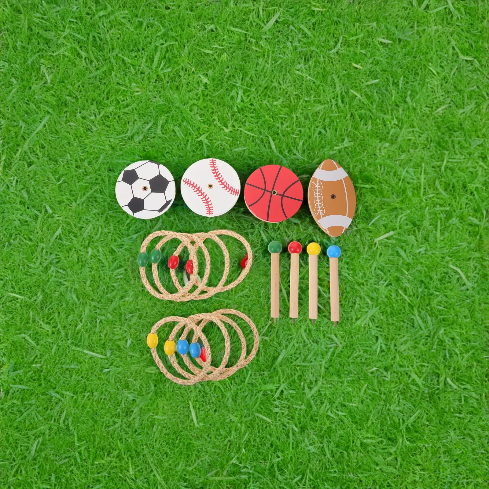 

1Set Outdoor Wooden Ring Toss Game Kids Hand Eye Coordination Playground Sensory Integration Training Equipment Lawn Backyard