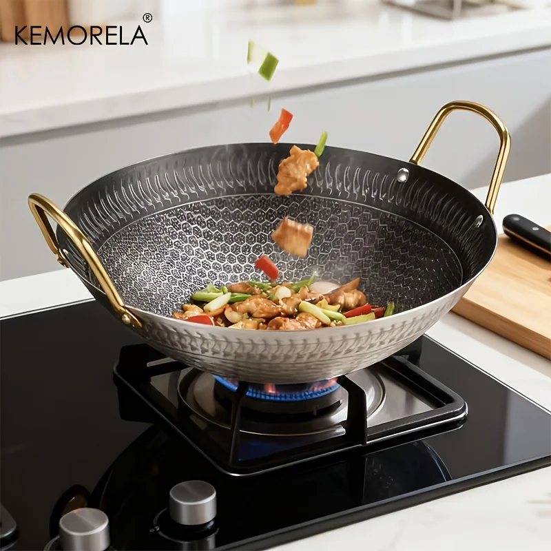 1 Sartén Antiadherente de Acero Inoxidable con Diseño de Panal de Abeja de 24/26/28/30cm para Cocina, Conducción Rápida del Calor, Superficie Antiadherente Resistente a Arañazos