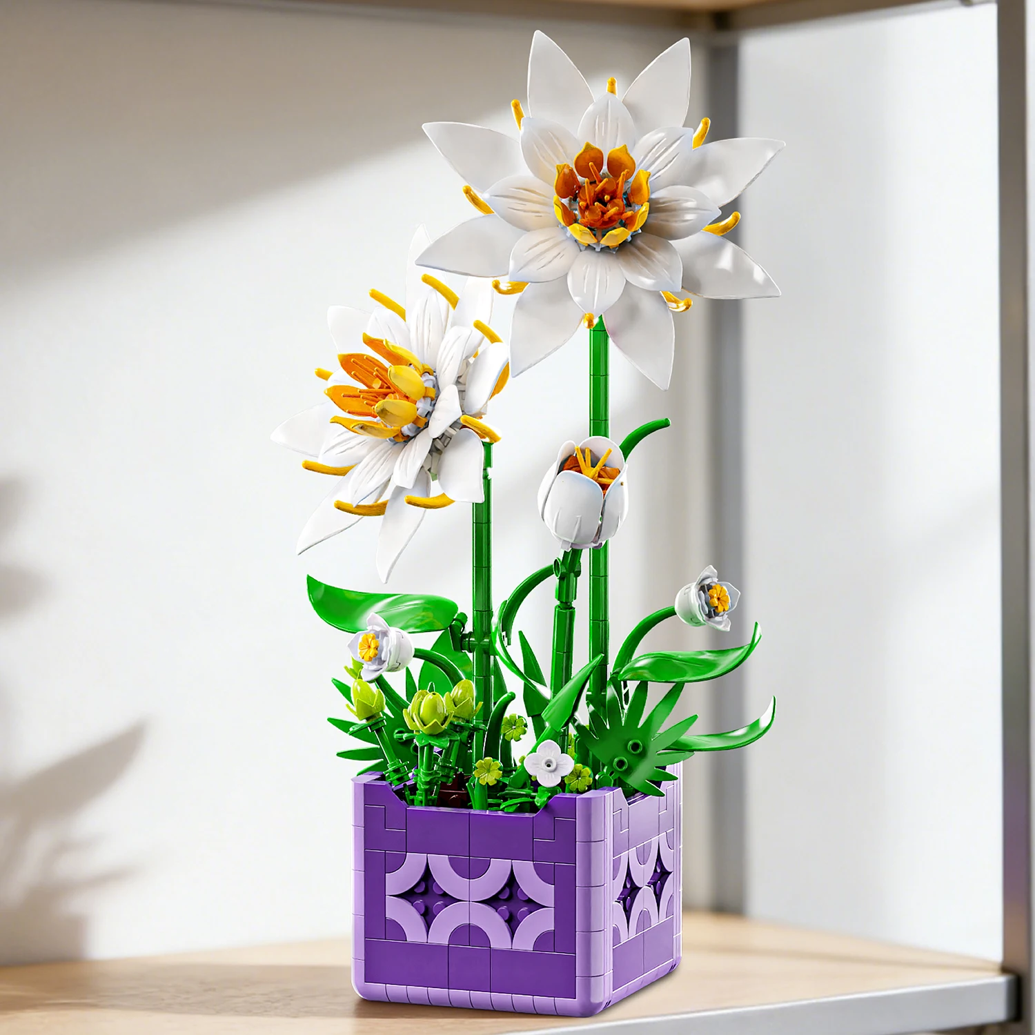 

Epiphyllum Potted Plant Building Block White Flower Potted Plant Model Puzzle Toys Sets New Year Christmas Birthday Gifts