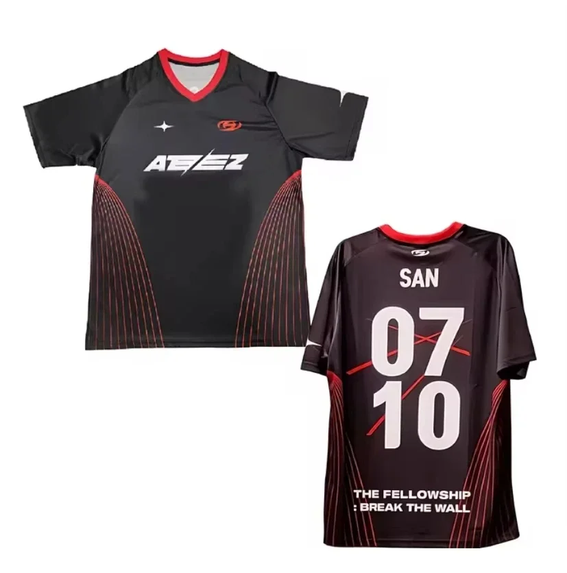 Ateez Camiseta con estampado 3d de cuello redondo para hombres y mujeres Productos Berlín Shiny Safe City Kpop Ropa hermosa estilo de moda