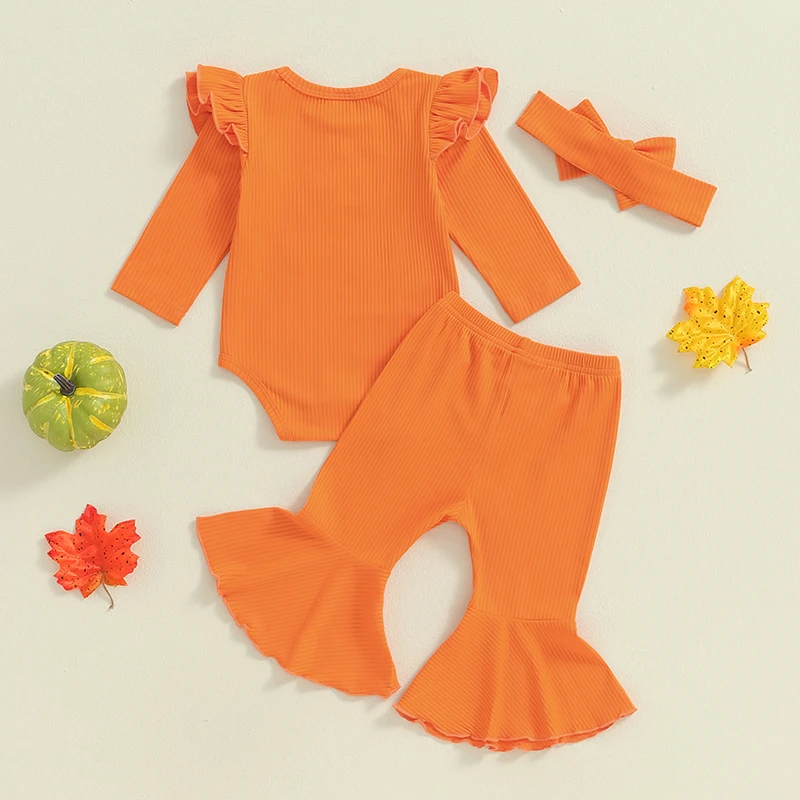 Ensemble barboteuse et pantalon évasé pour nouveau-né, bébé fille, ma première tenue d'Halloween, vêtements, 3 pièces