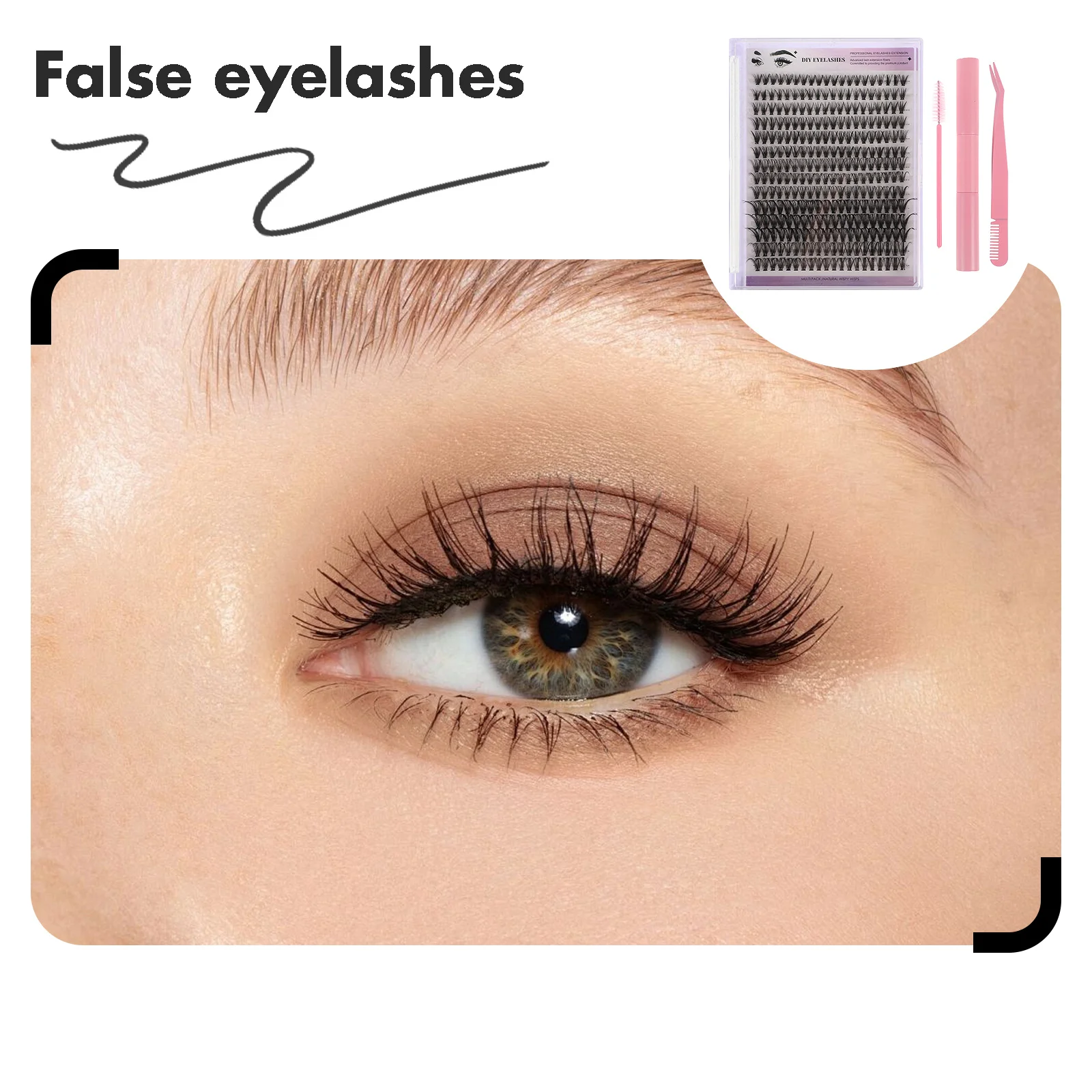 Kit de extensión de pestañas DIY, grupos de pestañas con removedor de adhesivo, pinzas, peines para mejorar el maquillaje de ojos portátil