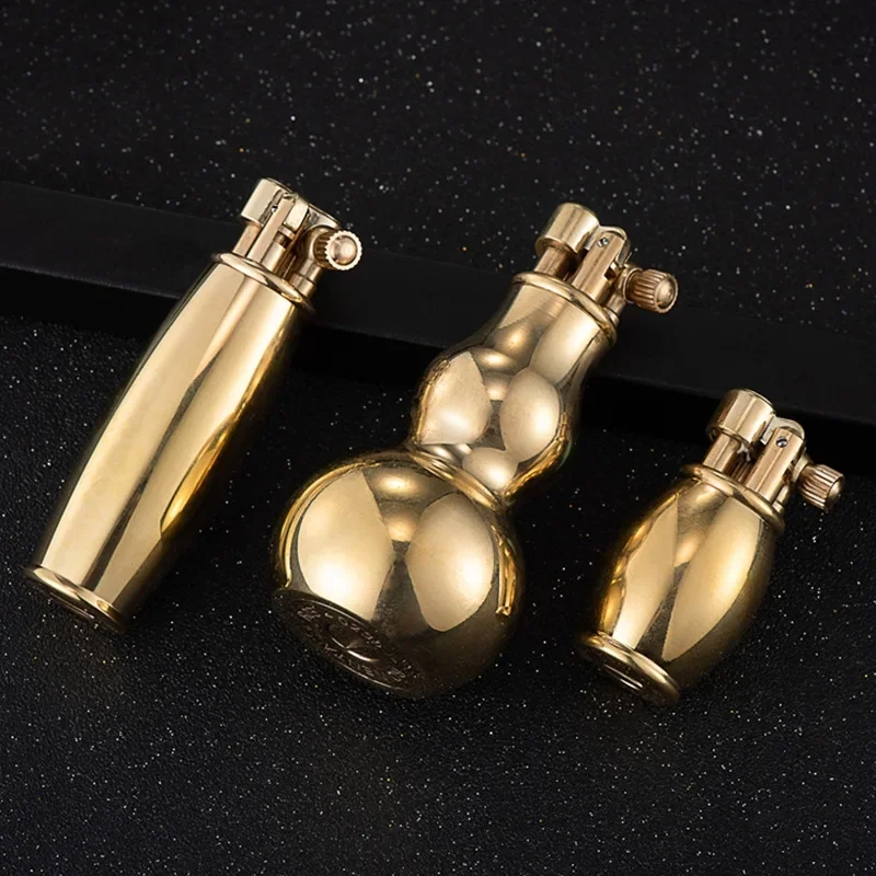 Retro fat brass lifting arm special-shaped kerosene lighter handmade grinding wheel high-end creative gift for men