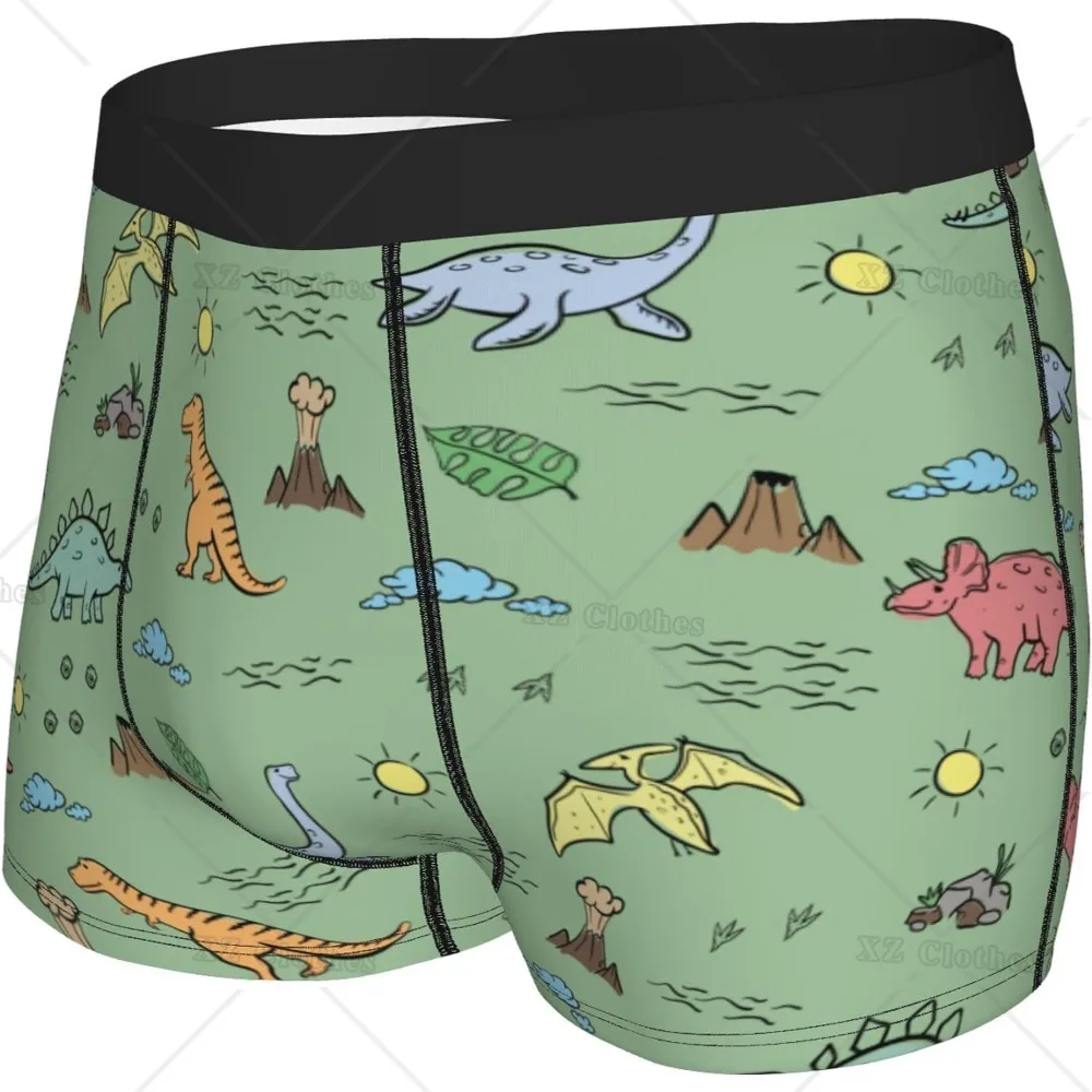 Dinosaurs Men's Funny Underwear Boxer Briefs Slight Elasticity Male Shorts, Novelty Stylish Gift for Men Boys