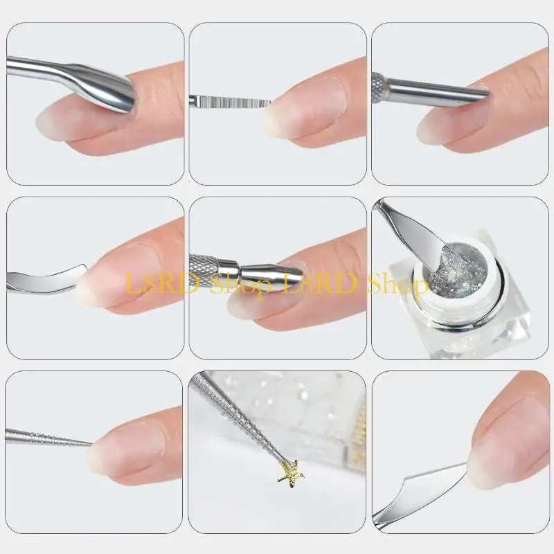 L8RD Stainless Steel Cuticle Pusher Manicures Cuticle Remover Dotting Pen