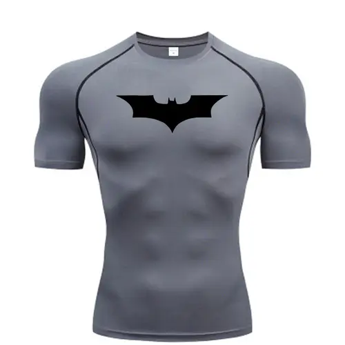 Bat Printed Men's Tight T-Shirt Running Compression Compression T Shirt Gym Fitness Jogging Short Sleeve Male Casual Shirt Tops - Image 6