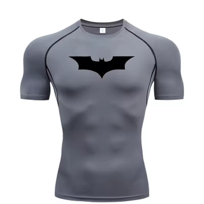 Bat Printed Men's Tight T-Shirt Running Compression Compression T Shirt Gym Fitness Jogging Short Sleeve Male Casual Shirt Tops - Image 6