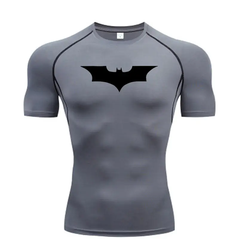 Bat Printed Men's Tight T-Shirt Running Compression Compression T Shirt Gym Fitness Jogging Short Sleeve Male Casual Shirt Tops - Image 6