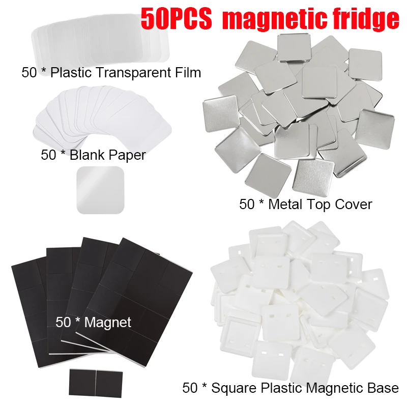 Square DIY Blank Pin Button Badge Material 50x50mm Refrigerator Magnets Badge Button Making Parts Punch Press Machine Supplies