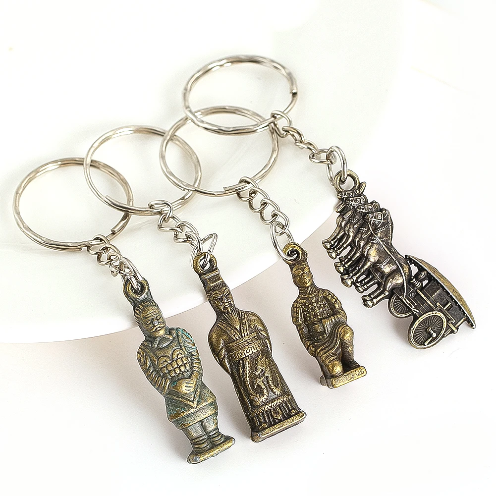 시뮬레이션 테라코타 전사 펜던트 키체인, 크리에이티브 진 시황 조각상 모델, 사진 소품, 가방 펜던트, 기념품 선물