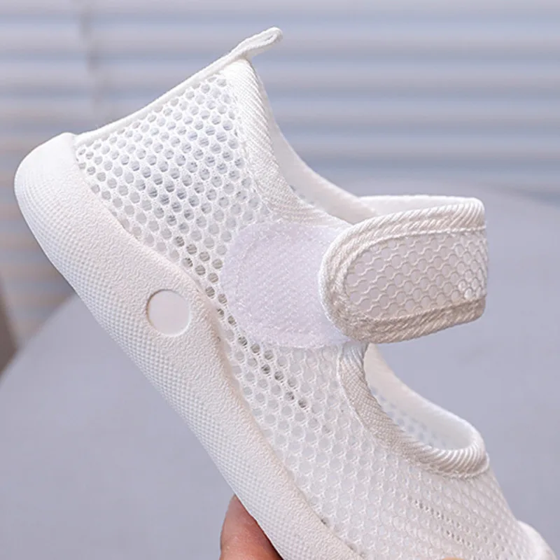 Summer Solid Baby Boys Girls Casual Shoes Mesh Breathable Sport Shoes For Children Hook Loop Soft Bottom Toddler Kids Sneakers