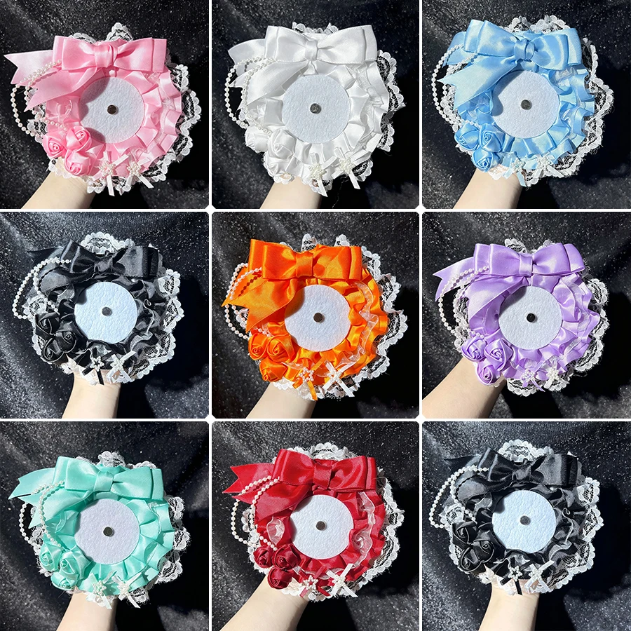 Multicolor Cute Kawaii Lace Bow Round Badge Holder, Suitable for Badges, Pins, Heart-Shaped Rose Handmade DIY Anime Cartoon Game Character Merchandise Badge Display Stand, Fan Art, Otaku, Ita Bag Decorations, Badge Holder, Badge Display Stand, Badge Storage, Badge Clip