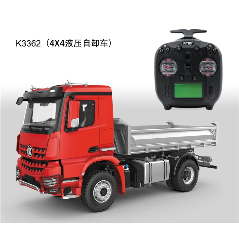 Kabolite K3362 4X4 1/14 RC Hydraulic Dumper Truck CNC Bucket Metal Chassis for 3348 Red Deceleration Axles Servo Toys