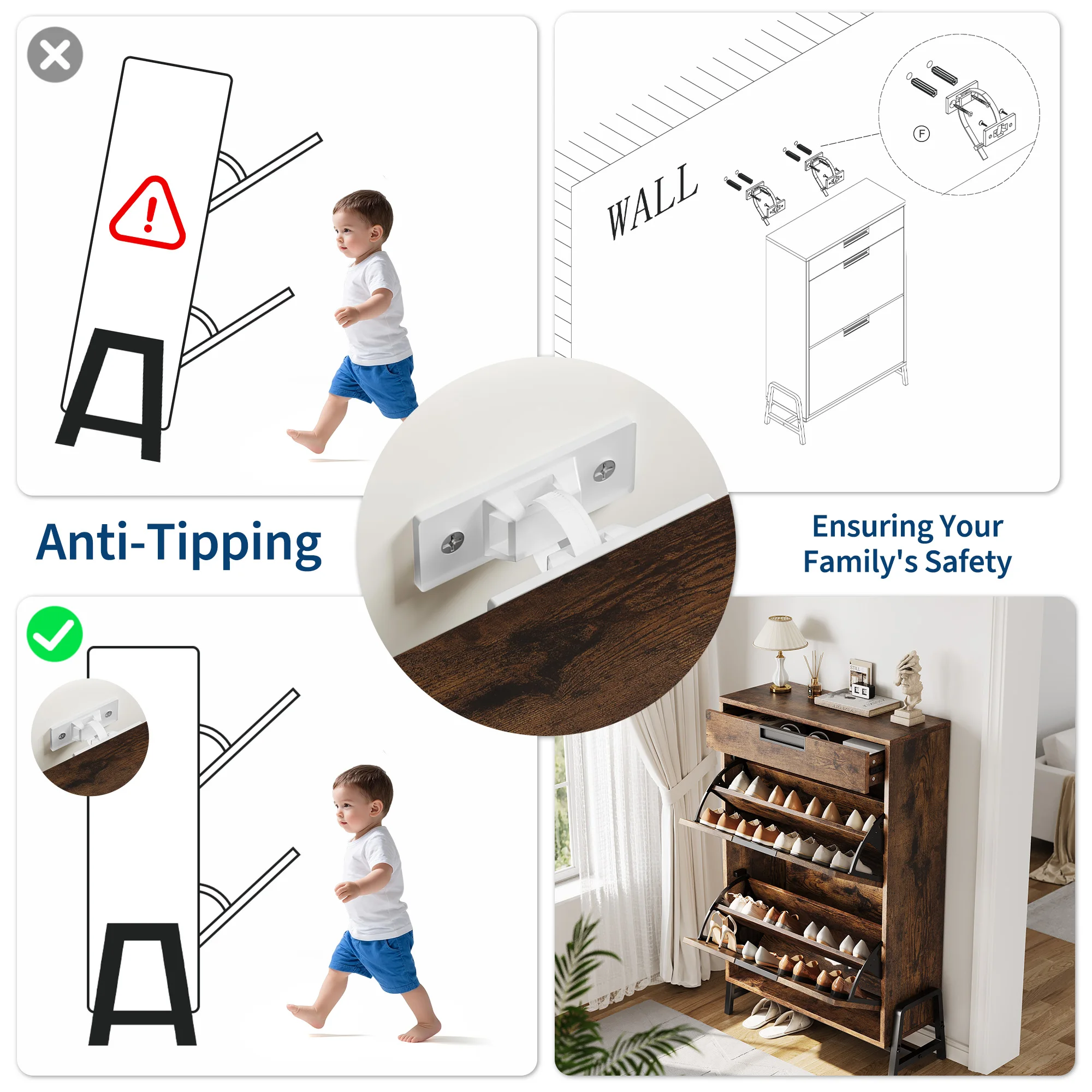 Schoenenkast met opklapbare la - Shoe Rack Cabinet Narrow Entryway recensie en prijs