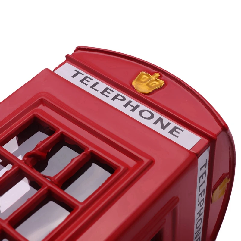 3X Metal Red British English London Telephone Booth Bank Coin Bank Saving Pot Piggy Bank Red Phone Booth Box 140X60x60mm