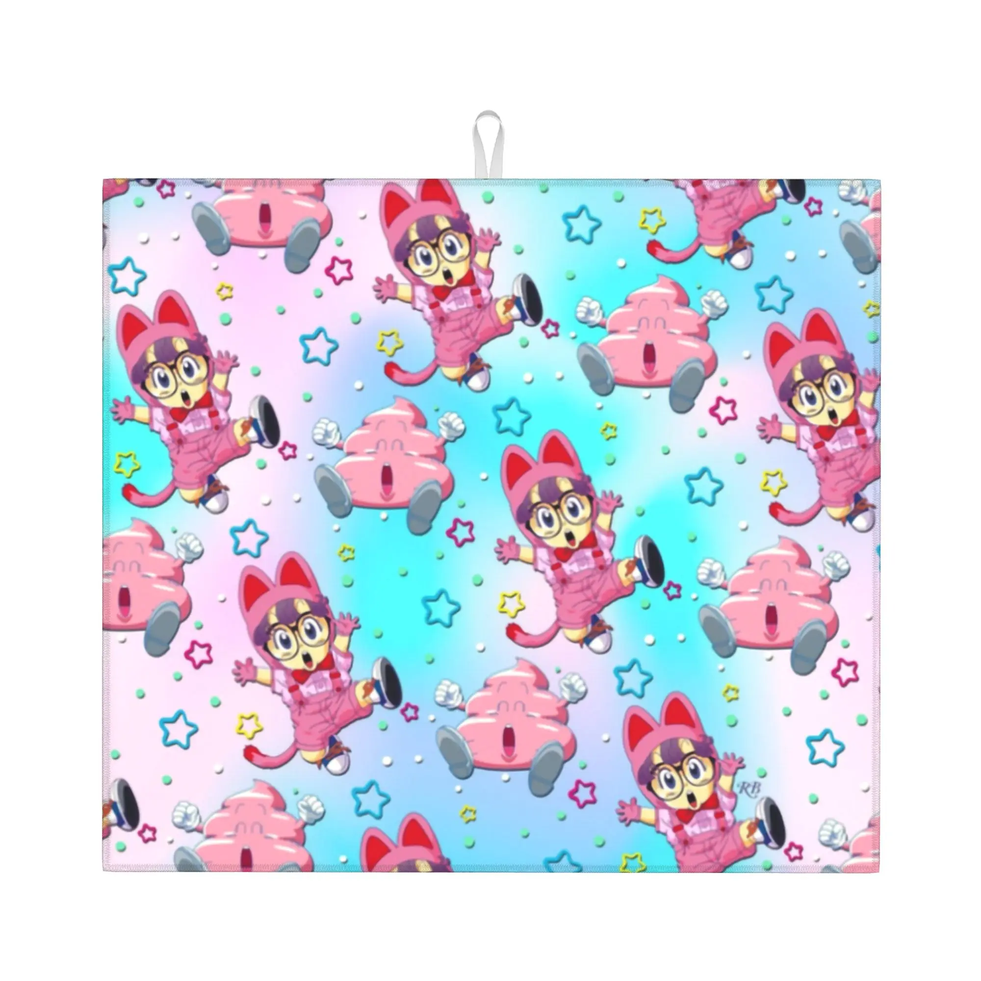 Arale And Poop Pattern Non Slip Kitchen Counter Protector Mat Barware Tableware Reusable Slump Bathroom Drying Mat For Kitchen