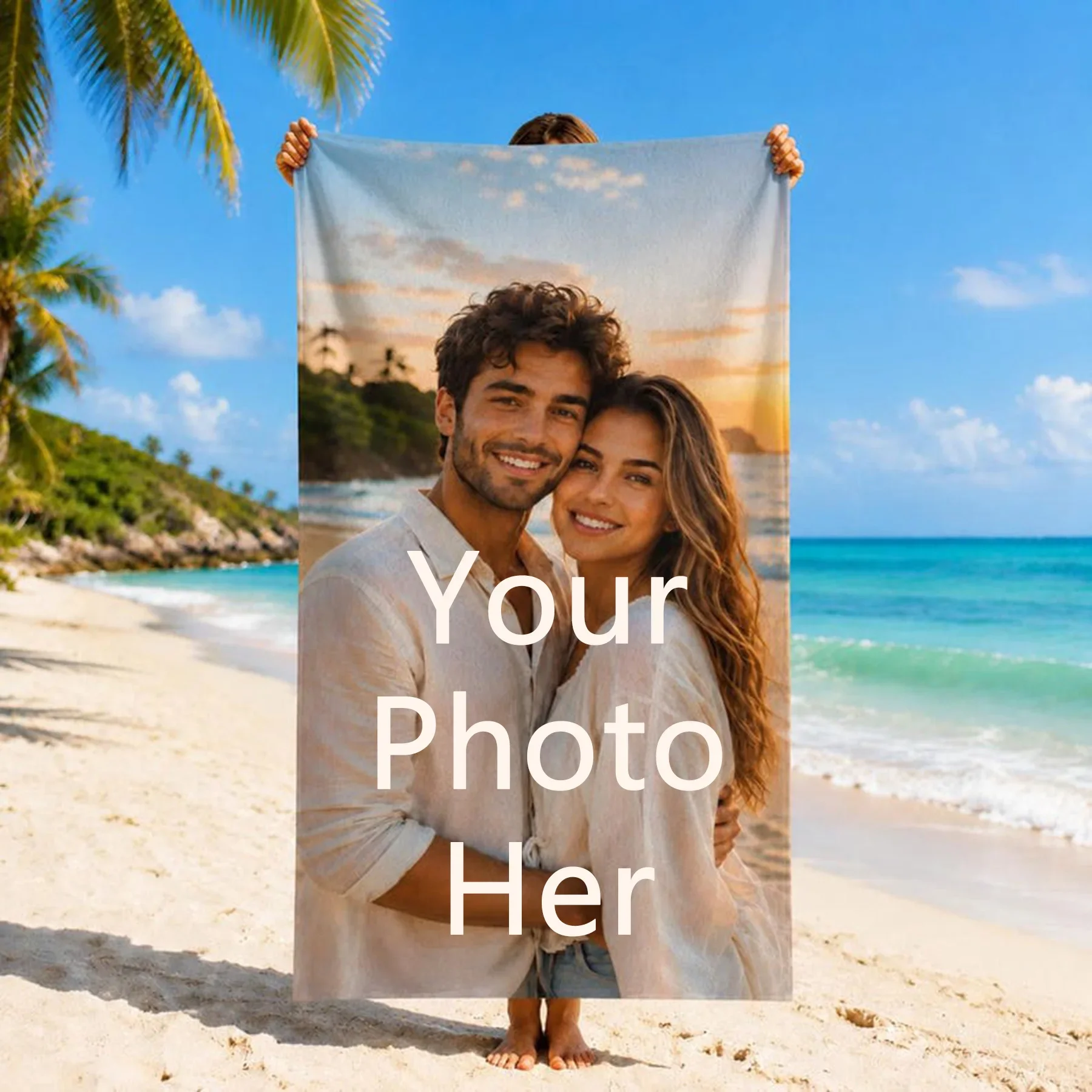 Personalized Customize Beach Towel, Custom Photo Towel,Bachelorette Party Gift, Swimming Vacation Essential