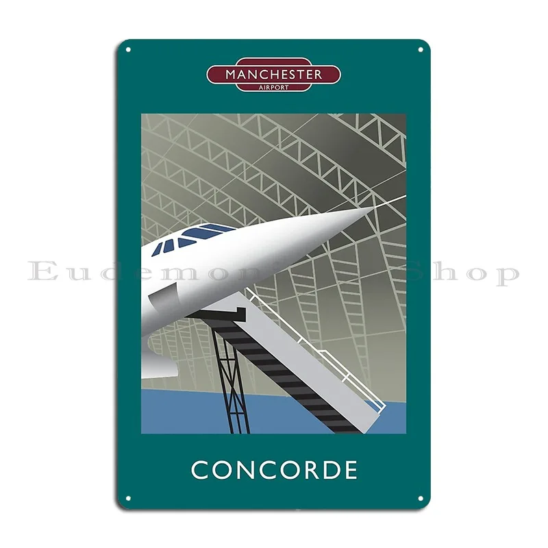 Manchester Airport Concorde Metal Plaque Poster Retro Wall Plaque Club Bar Printed Rusty Tin Sign Poster