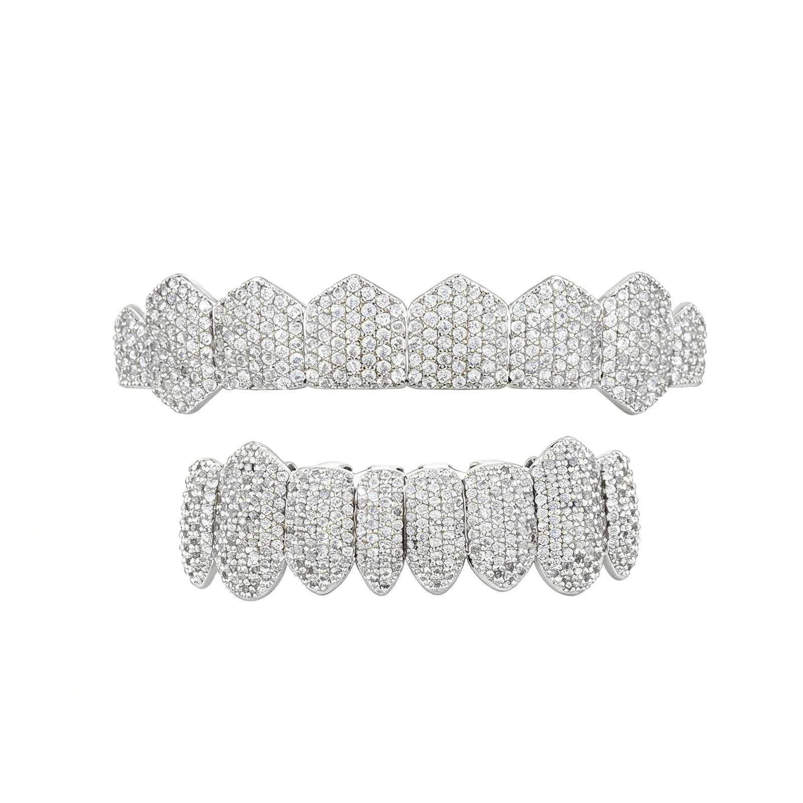 Hip Hop Grillz Teeth Set Bling CZ Diamond Tooth Cap Gold Plated Upper Bottom Grillz Mouth Jewelry Rap Style Accessories