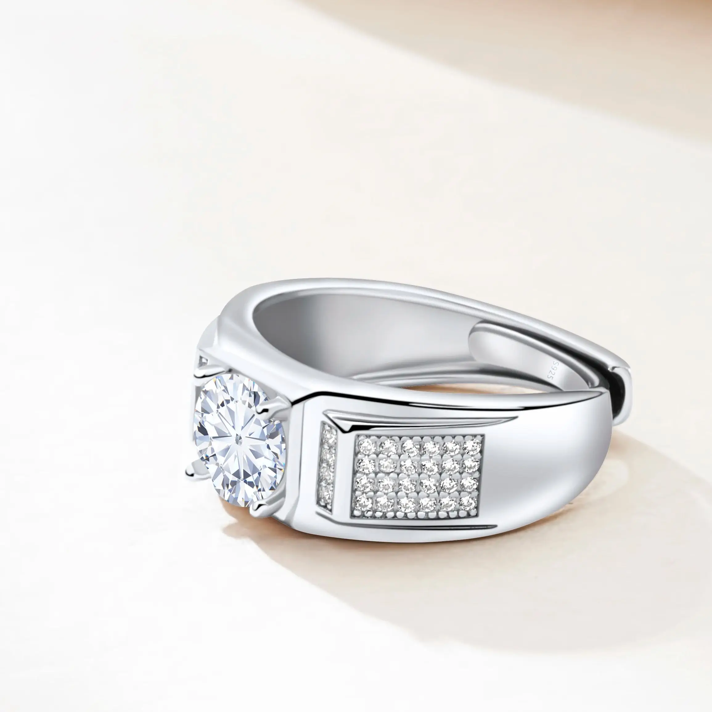 Men's Moissanite Ring 1CT GRA Certified Pass Diamond Tester 925 Sterling Silver Male Female Proposal Wedding Band Gift