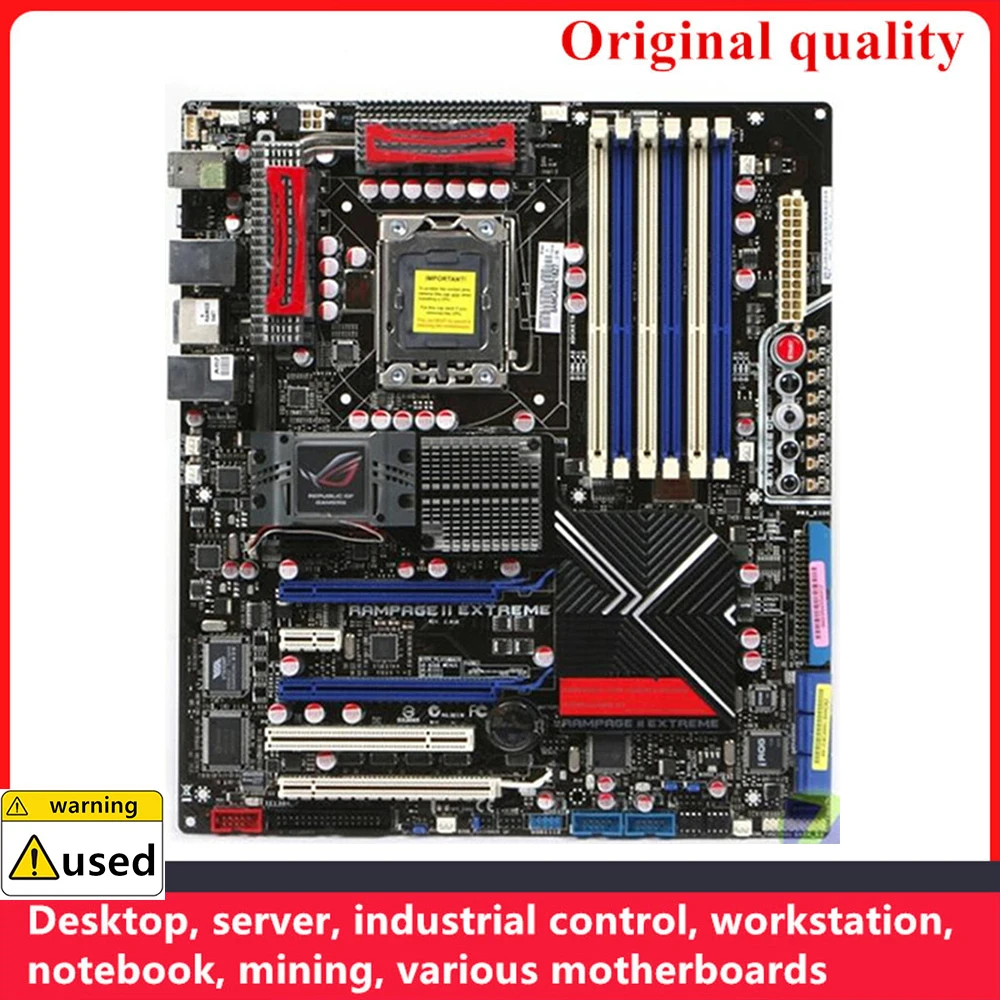 Rampage II Extreme Motherboards, LGA 1366, DDR3, ATX para Intel X58, Overclocking Desktop Mainboard, SATA III, USB 3.0