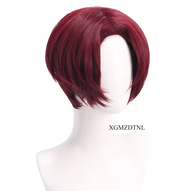 Anime WIND BREAKER Hayato Suo Cosplay Wig 40cm Dark Red Hair Accessories Ear Clips Eyepatch Halloween Roleplay Party Props