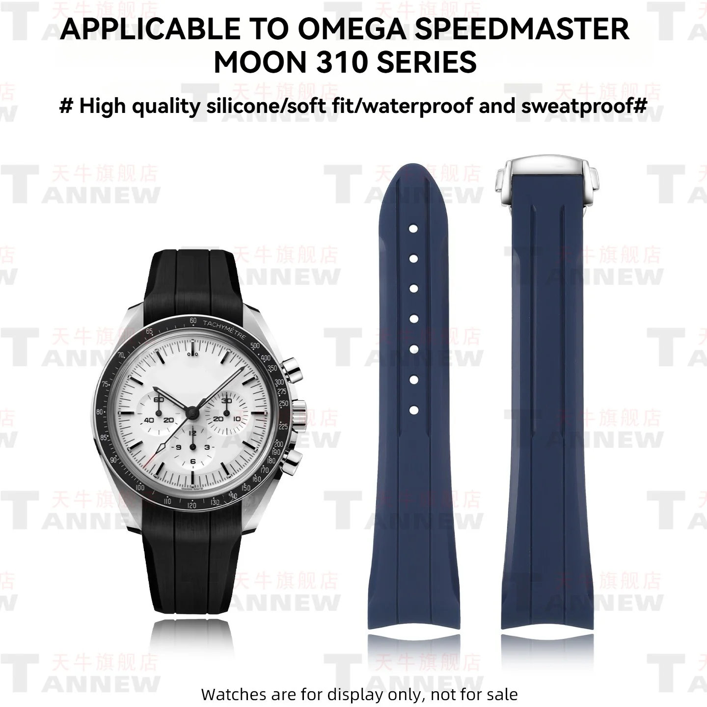 Image of Für Omega Speedmaster Professional Moonwatch 42mm, Gummiarmband 20mm, Ersatz-Silikonband für Chronograph-Uhr Herren