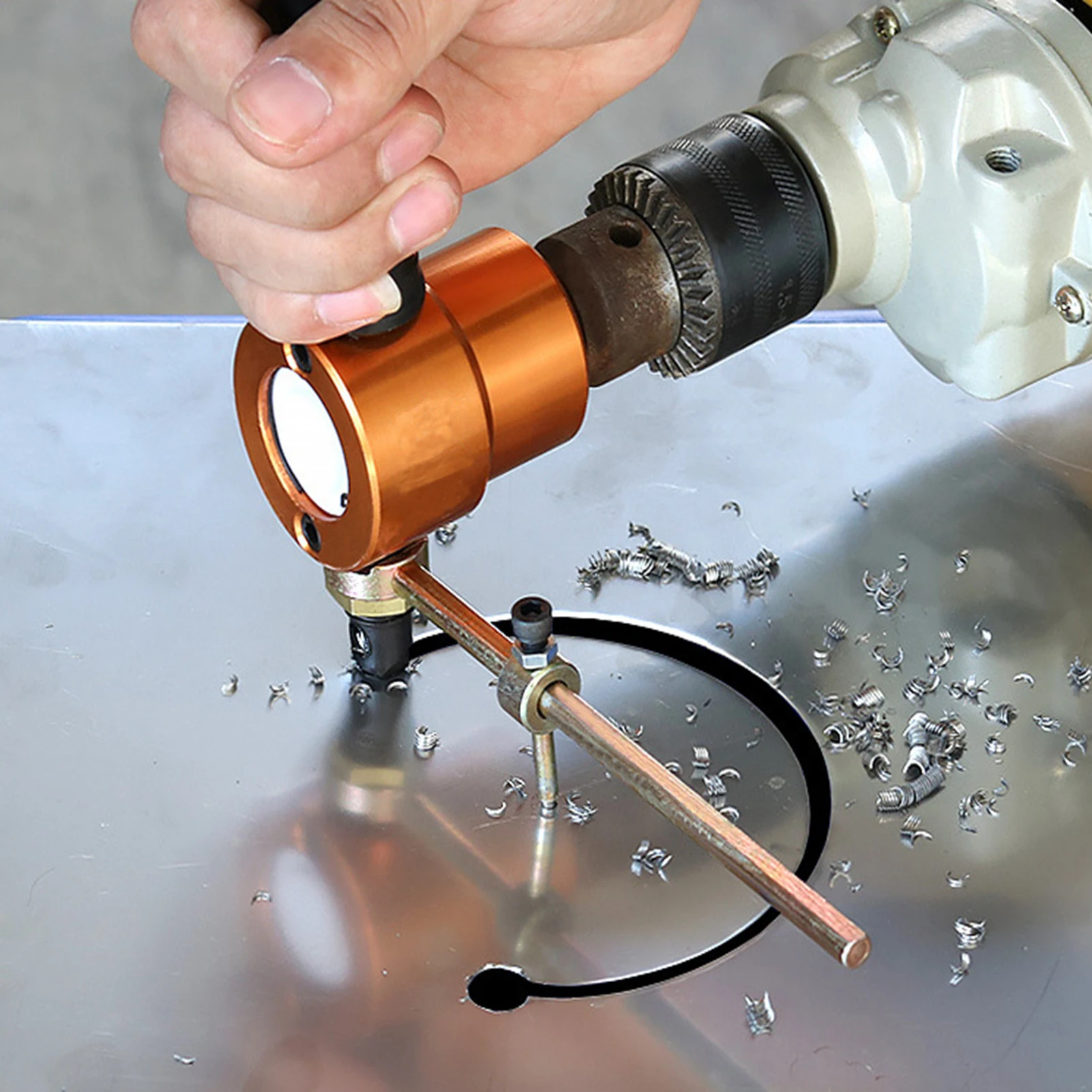 Metal Sheet Cutter Double Head Iron Nibbler Cutting Power Tools Electric Drill Attachment Accessories