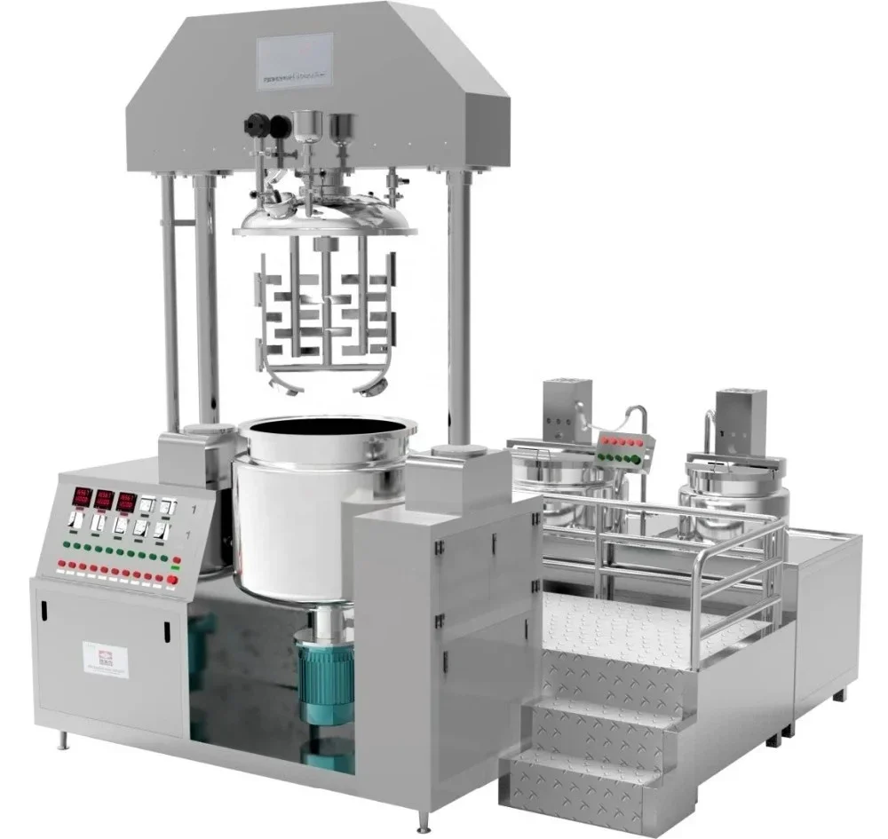 100L Vacuum Double Jacketed Homogenizing Emulsifying Mixing Tank Cream Making Machines Cosmetic Emulsifier Homogenizer Mixer
