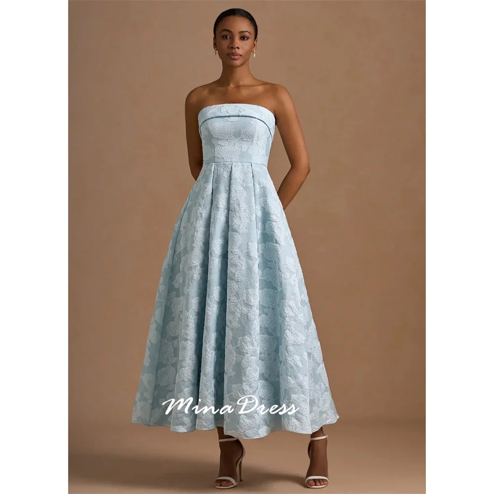 

Mina Sleeveless Elegant Party Dresses Woman Customized Lapel Trolley Boobs Prom Dress Jacquard Strapless Back-length Evening New