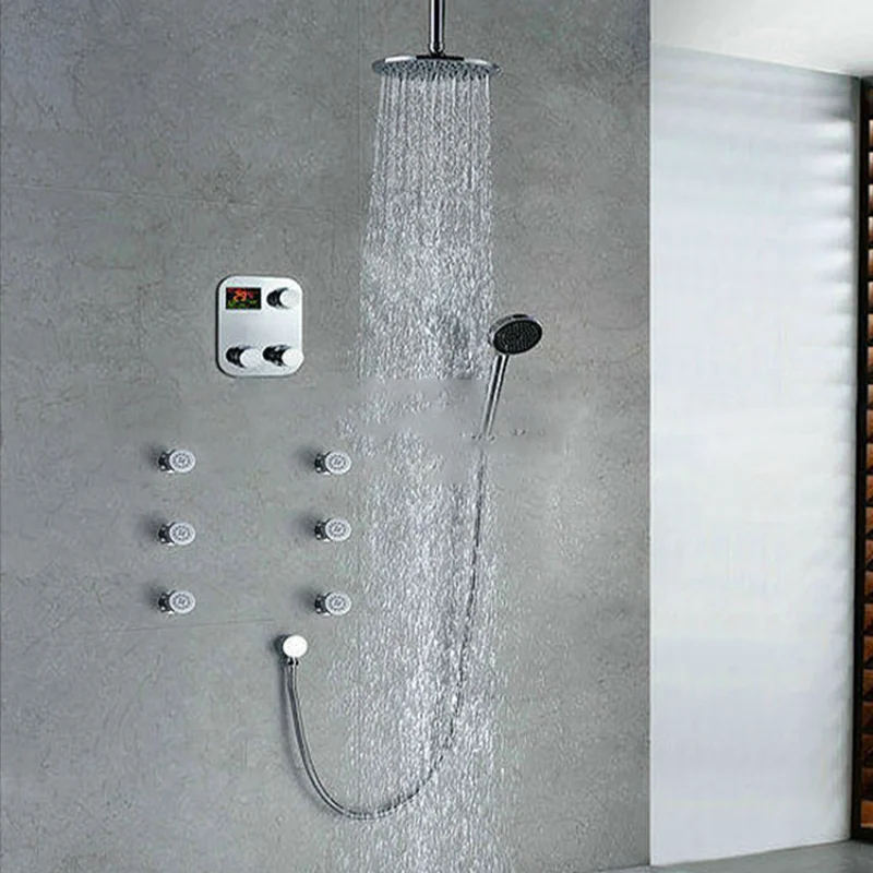 Cheap price brass digital display bathroom thermostatic shower set