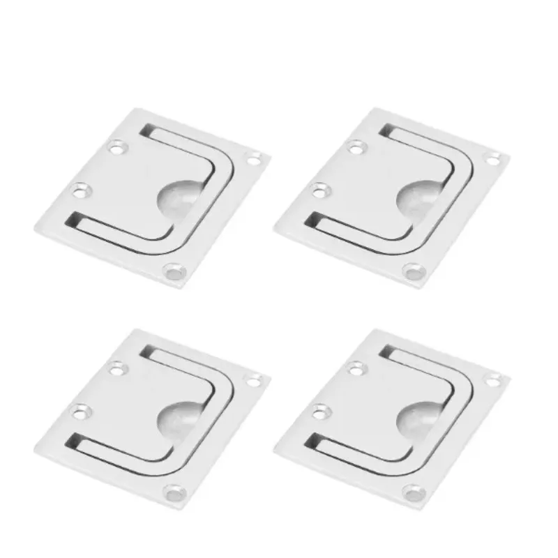 

4PCS Boat Cabinet Flush Mount 316 Stainless Steel Square Flush Pull Ring Handles